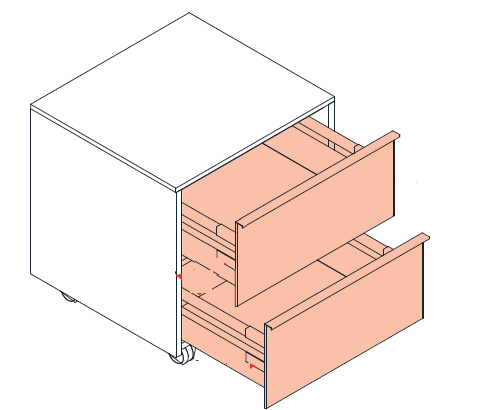 Тумба напольная выкатная  на колесиках  Laufen  Space 4.1119.2.160.100.1, 535х520х580 мм, 2 ящика,  цвет белый матовый, ручки светлый алюминий