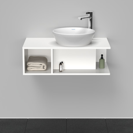 Тумба подвесная под раковину DURAVIT D-Neo DE493801818 800 мм х 480 мм, с консолью, с открытой полкой слева, белый матовый
