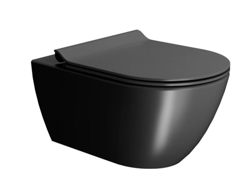 УЦЕНКА. Унитаз подвесной безободковый GSI PURA  881526_УЦ/1    550 мм х 360 мм, с Swirlflush, для крепежа FISR2, чёрный матовый Ardesia / Дефект: неравномерная покраска