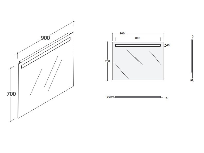 Зеркало с подсветкой GLOBO MIRROR FRAMES BPS090 900 мм х 700 мм, с сенсорным выключателем, серое