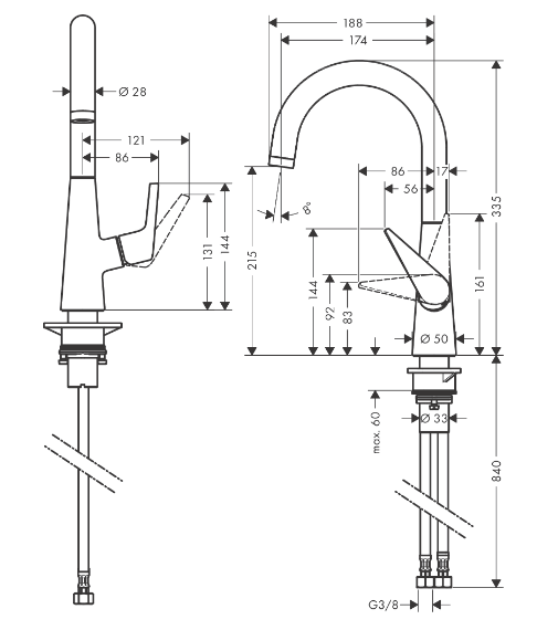 Смеситель для кухни Hansgrohe Talis S 72814800 Сталь