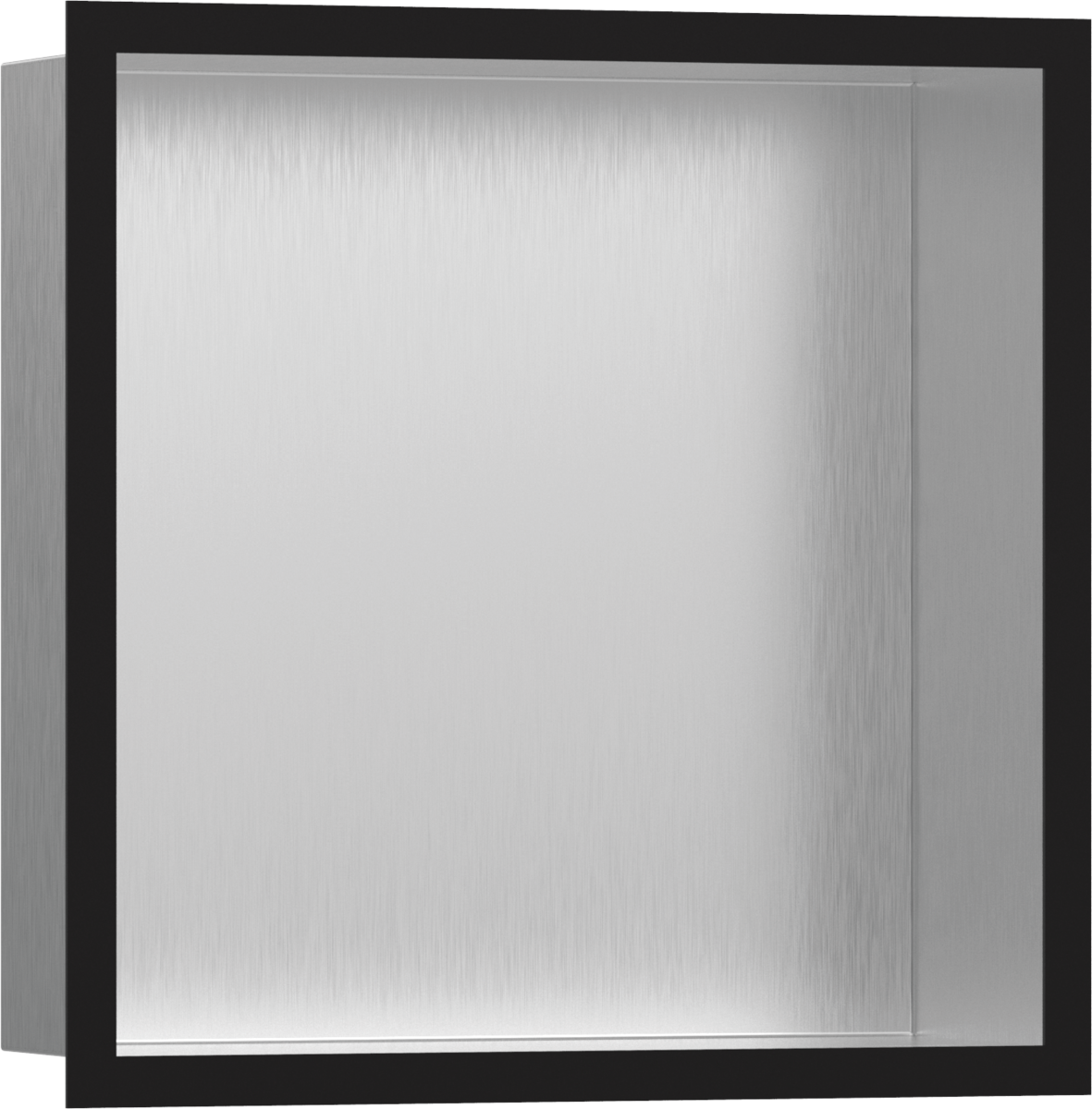 Настенный короб HANSGROHE XtraStoris Individual 56097670 с дизайнерской рамой, 300 мм х 300 мм х 100 мм, полированная сталь/матовый чёрный