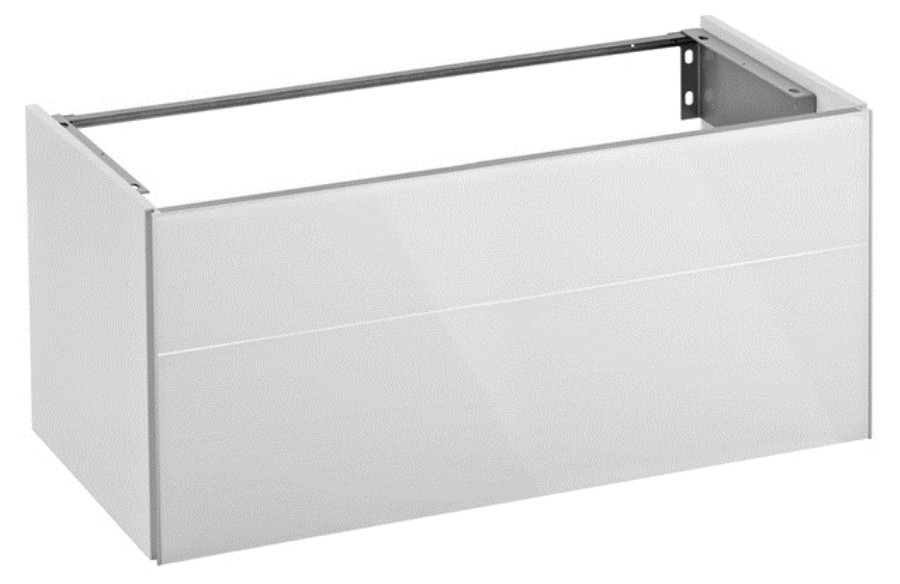 Тумба под раковину Keuco Royal Reflex 34070 210000 996x450x487 мм 1 ящик корпус белый глянец фасад белое стекло