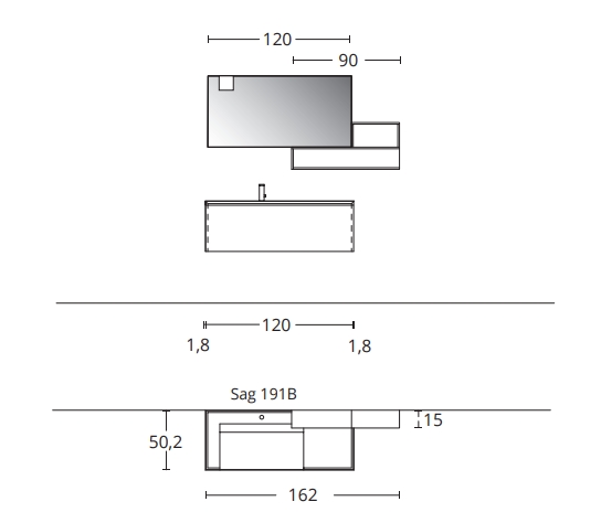 Комплект мебели BMT IKON IK-05   1620х1950х502 мм, с тумбой, раковиной, полкой и зеркалом, цвет Natural Walnut