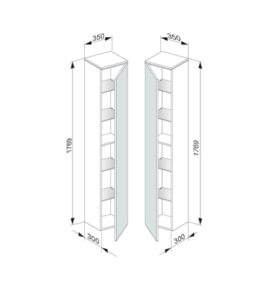 Шкаф высокий подвесной KEUCO EDITION 400 31730 380001 петли слева, 4 стеклянные полки, корпус/фасад структурный лак, белый