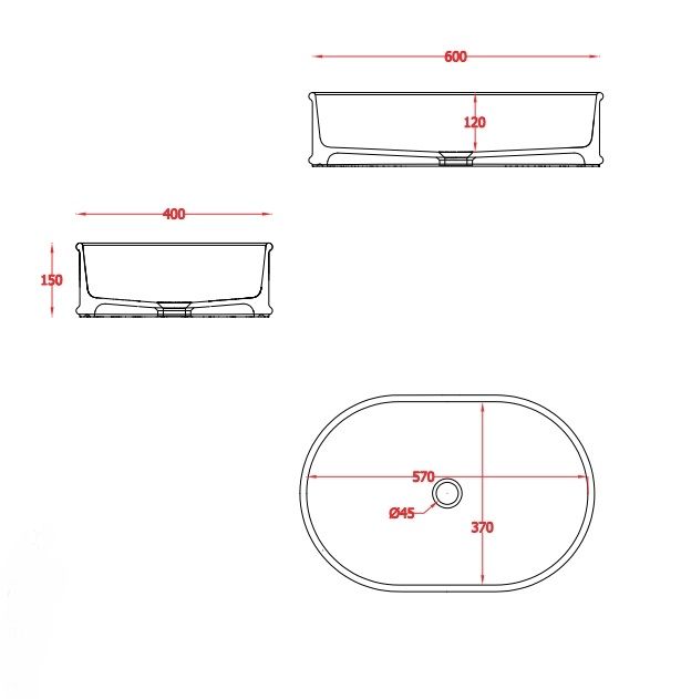 Раковина накладная овальная ARTCERAM ATELIER ATL002 17 00 600 мм х 400 мм, без отверстия под смеситель, без перелива, чёрная матовая