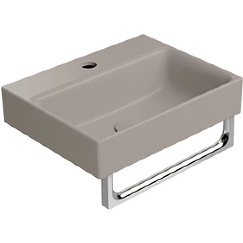 Раковина накладная/подвесная GSI NUBES 9684105 400 мм х 320 мм, с отверстием под смеситель, без перелива, цвет Tortora Matte