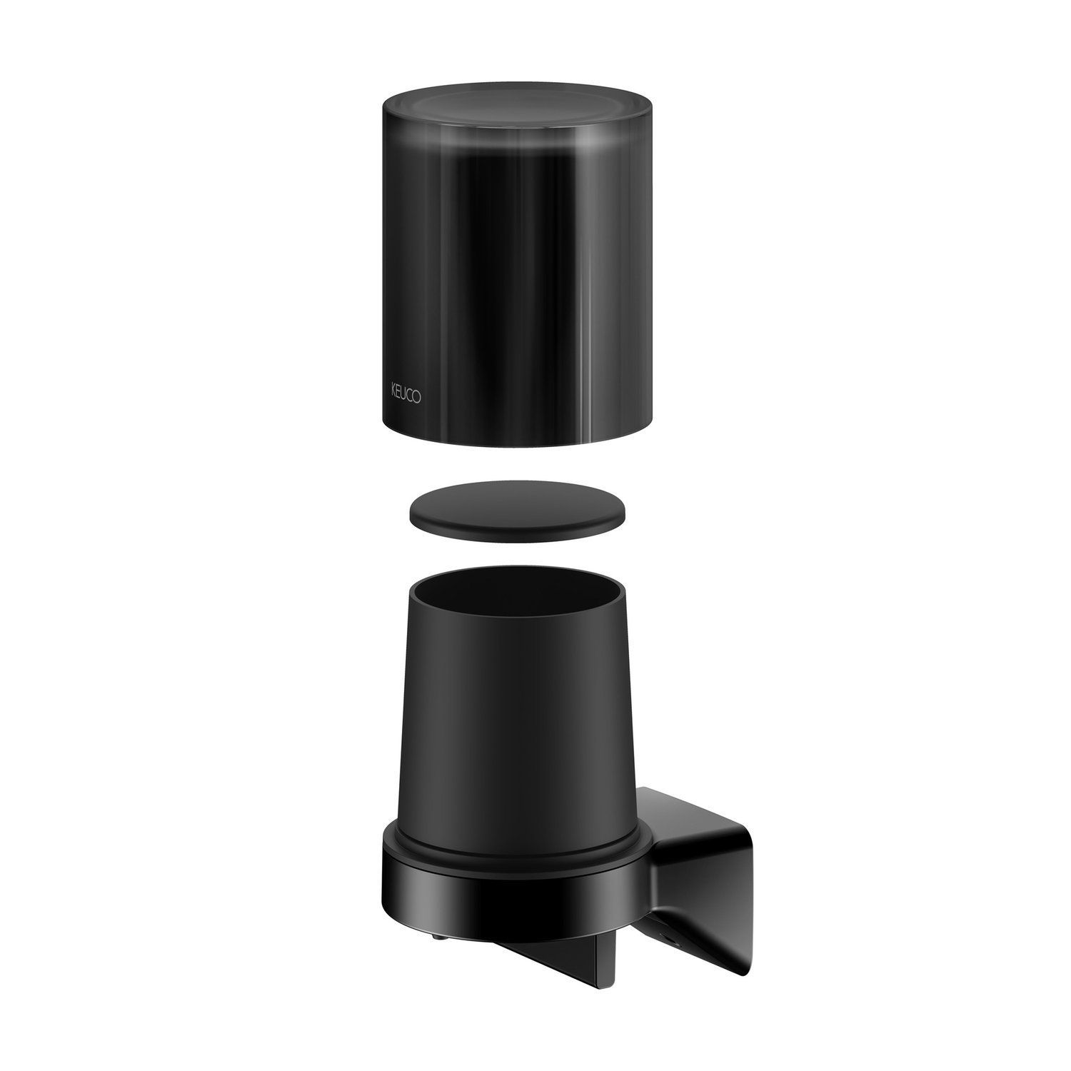 Дозатор жидкого мыла с хрустальной колбой KEUCO AVENO 14652 379000 с клеевым комплектом, цвет Чёрный матовый