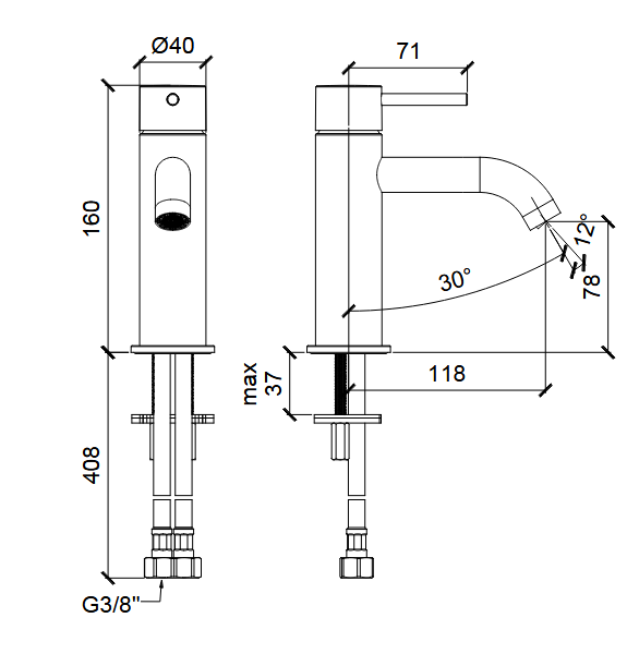 Однорычажный смеситель для раковины ALMAR WASH BASIN E214000.CR излив 118 мм, цвет Хром