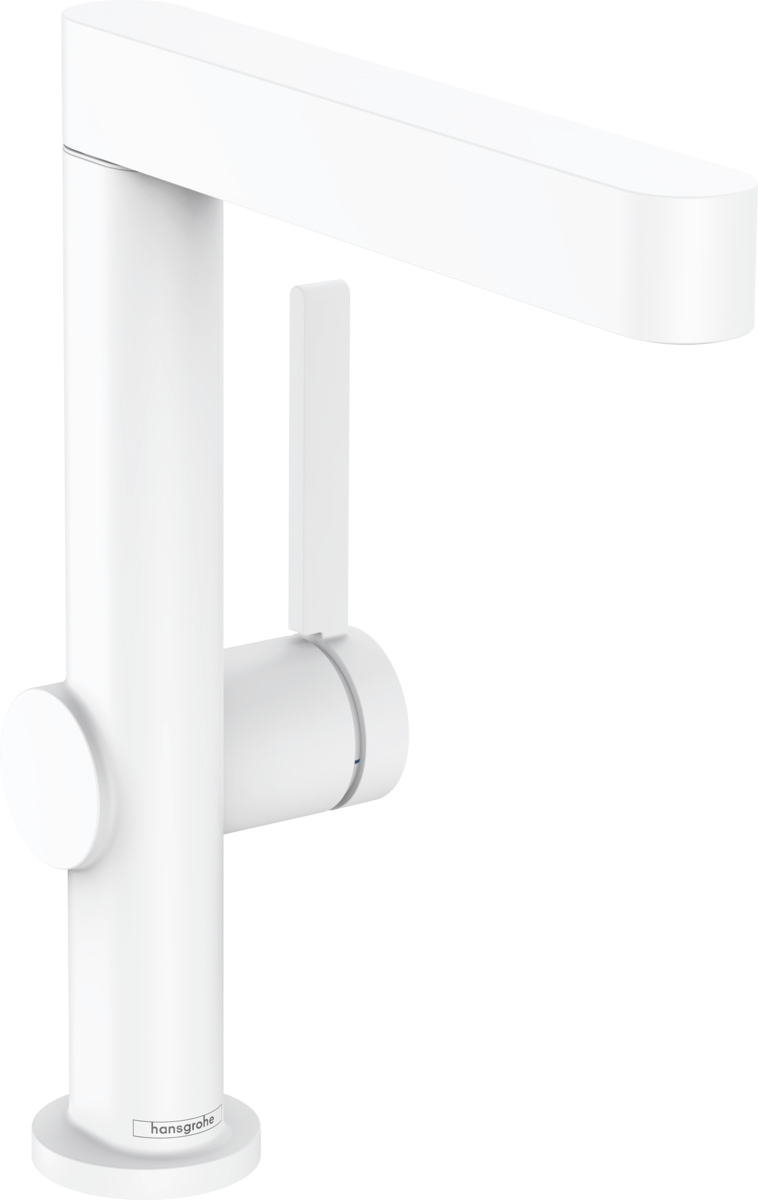 Смеситель для раковины HANSGROHE Finoris 76060700 230 мм, с поворотным изливом, со сливным клапаном Push-Open, белый матовый