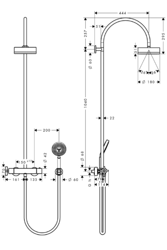 Душевая система AXOR Citterio Showerpipe 39670000 с термостатом хром