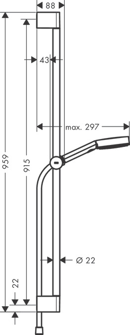 Душевой набор Hansgrohe Pulsify Select S 24170670 105 3jet Relaxation, со штангой 900 мм, матовый чёрный