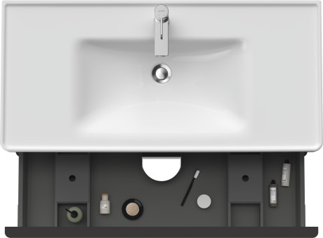 Тумба подвесная под раковину DURAVIT D-Neo DE435602222 984 мм х 452 мм, с выдвижным ящиком и выдвижным отделением, белый глянцевый
