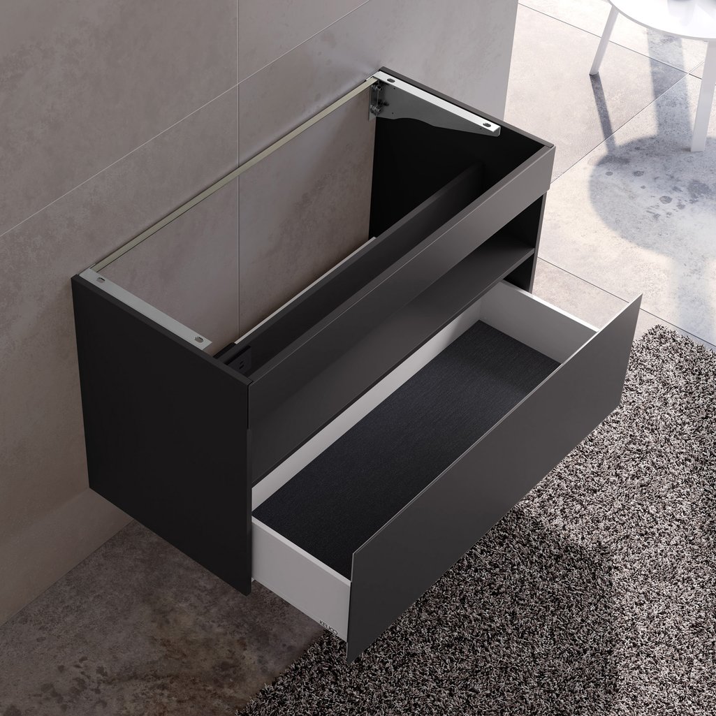 Тумба под раковину с освещением KEUCO STAGELINE 32872 970100 490 мм х 1000 мм х 625 мм, с 1 выдвижным ящиком, с сифоном,  вулканит/вулканит