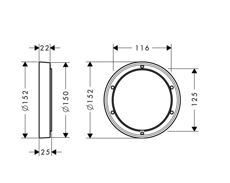 Удлинитель внешней части HANSGROHE 13597140 Ø 150 мм, цвет Шлифованная бронза