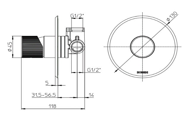 Внешняя часть однорычажного смесителя на 1 потребителя BOSSINI PLY Z00930.030 цвет Хром