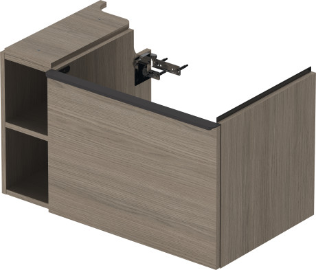 Тумба подвесная под раковину DURAVIT D-Neo DE425703535 784 мм х 452 мм, с выдвижным ящиком и открытой боковой полкой, дуб терра