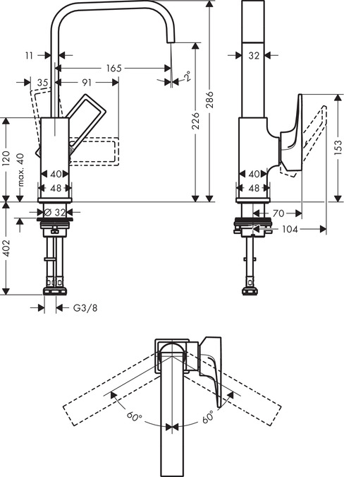 Смеситель для раковины Hansgrohe Metropol 74511000 Хром