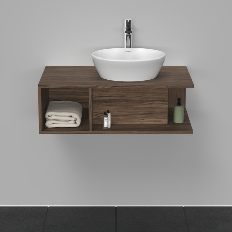 DURAVIT (D-Neo) Тумба подвесная 800 x 550 мм, с консолью, с открытой полкой слева, орех темный