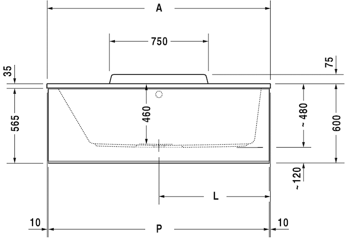 Акриловая встраиваемая ванна Duravit DuraStyle 700292000000000 1600 х 700