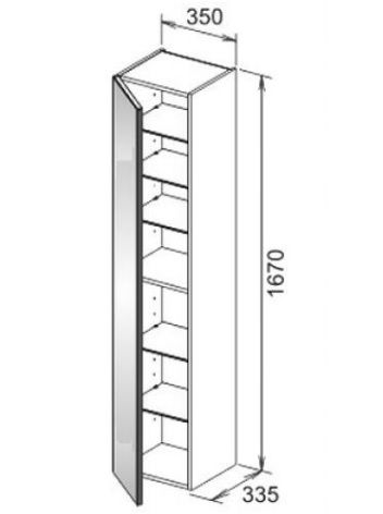 Высокий шкаф-пенал Keuco Royal Reflex  34030 130001 корпус матовый лак/фасад стекло титан