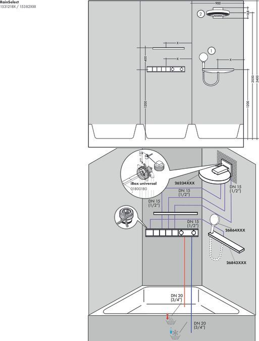 Термостат для душа Hansgrohe RainSelect 15382000 4 потребителя хром