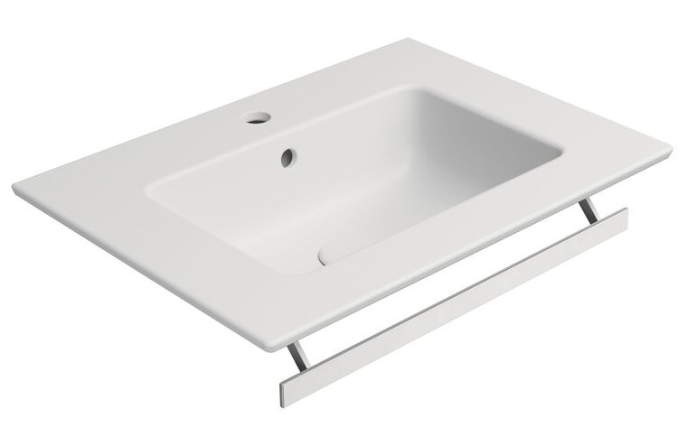 Раковина накладная/подвесная GSI PURA 8884109 c отверстием под смеситель, с переливом, цвет Белый матовый