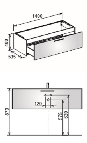Тумба под умывальник Keuco Royal 60  32161 450000 корпус/фронт ламинат кашемир матовый