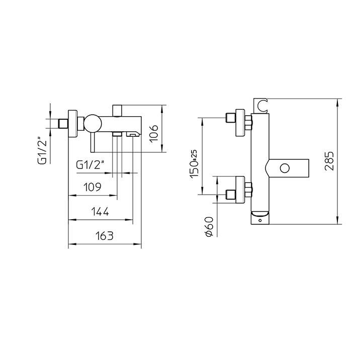 Смеситель для ванны BOSSINI OKI Z005101.073 с интегрированным держателем лейки, черный матовый