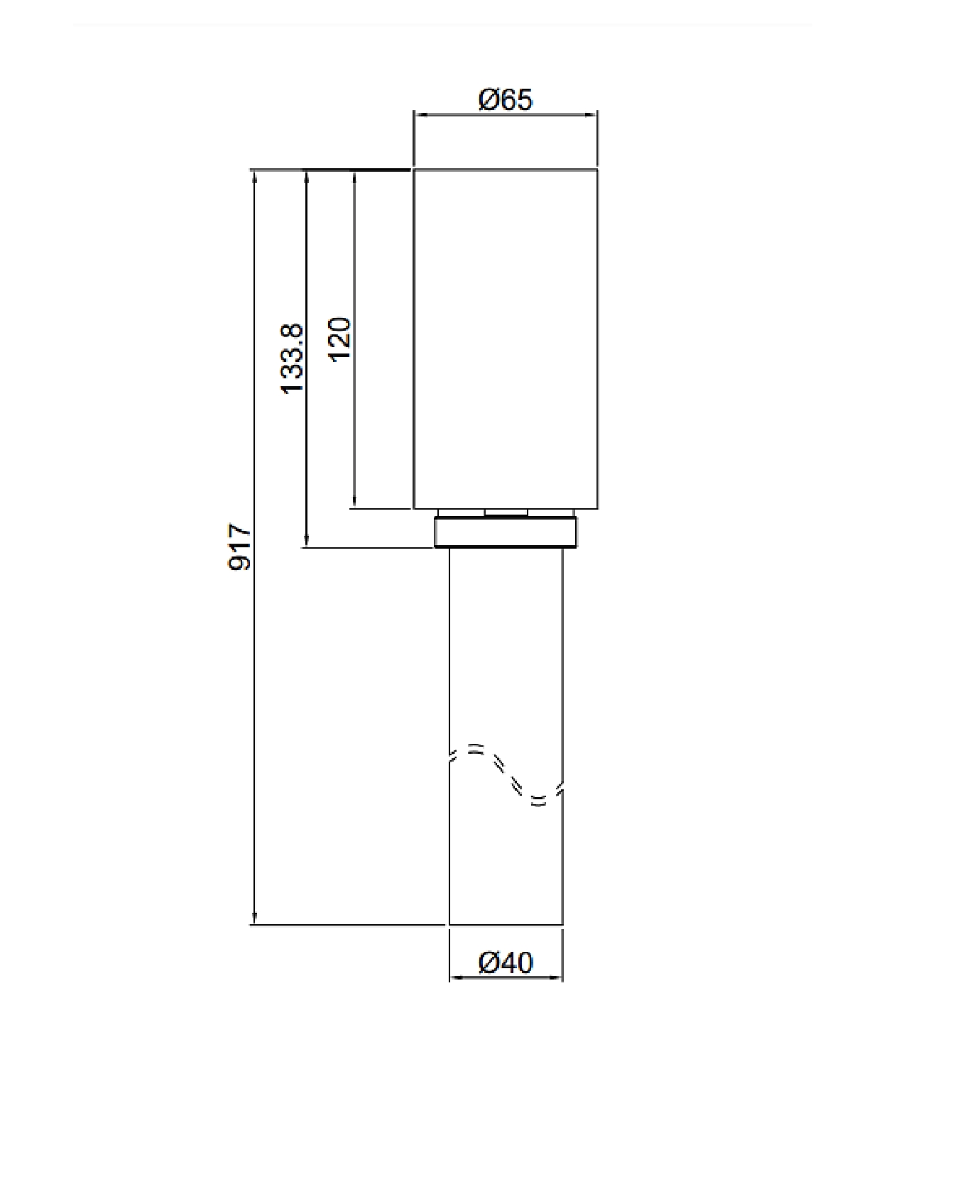 Сифон вертикальный для напольных раковин DEA DESIGN Universal  DD6044 71    Ø65мм х Ø40мм х917 мм, вывод в пол, хром