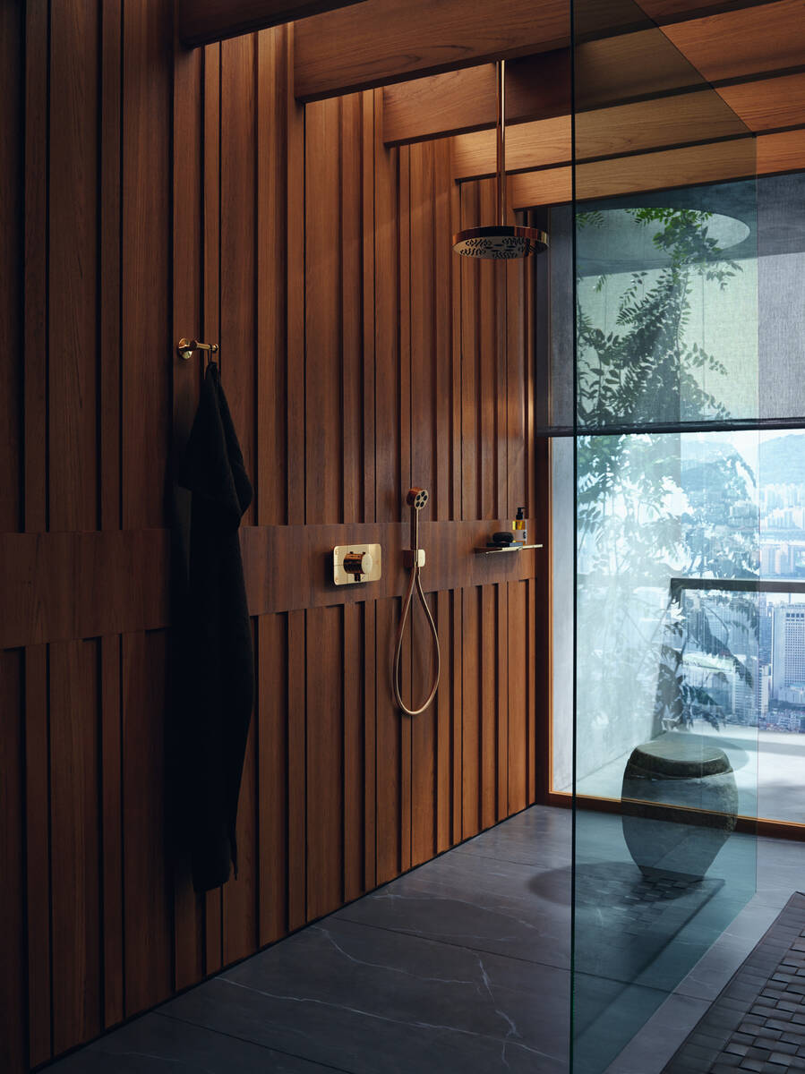 Верхний душ 280 2jet AXOR One 48494670 с потолочным подсоединением, чёрный матовый