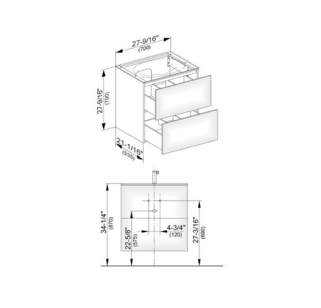 Тумба подвесная под раковину KEUCO EDITION 11 31342 370100 с двумя выдвижными фронтами, с внутренней светодиодной подсветкой, корпус/фасад структурный лак, трюфель