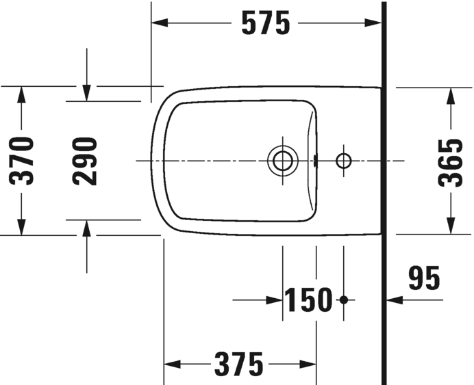 Напольное биде Duravit DuraStyle 2284100000 с переливом, с креплением, пристенный вариант, белое