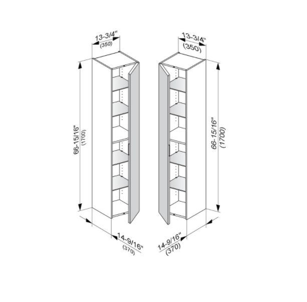 Шкаф - пенал высокий подвесной KEUCO EDITION 11 31330 300001 петли слева, 4 полки, корпус матовый лак/фасад глянцевое стекло, белый