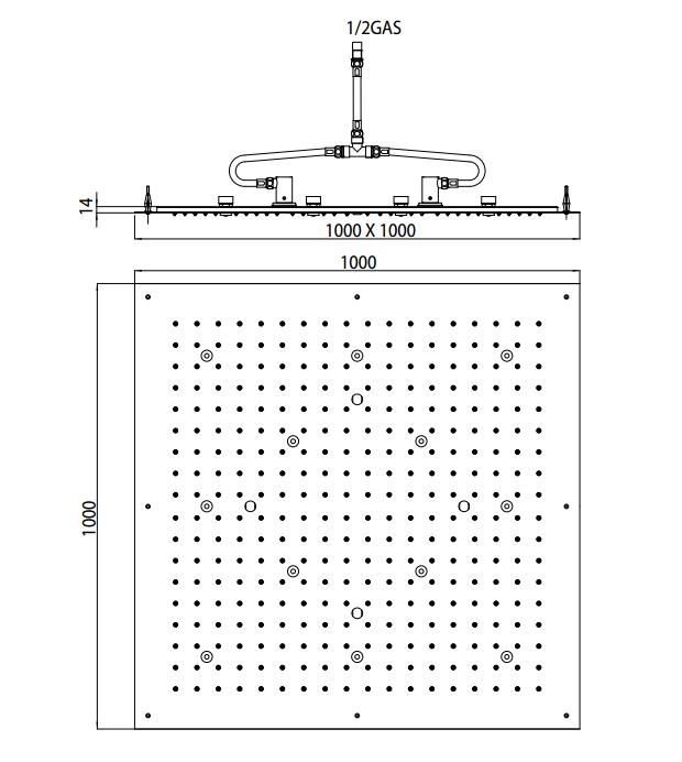 Верхний душ Bossini Dream XL WI0383 Хром с LED подсветкой