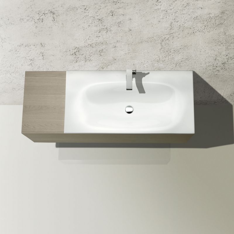 Тумба под раковину Keuco Edition 11 31154 330100 1050x350x535 мм 1 ящик с подсветкой корпус и фасад чёрный шлифованный лак