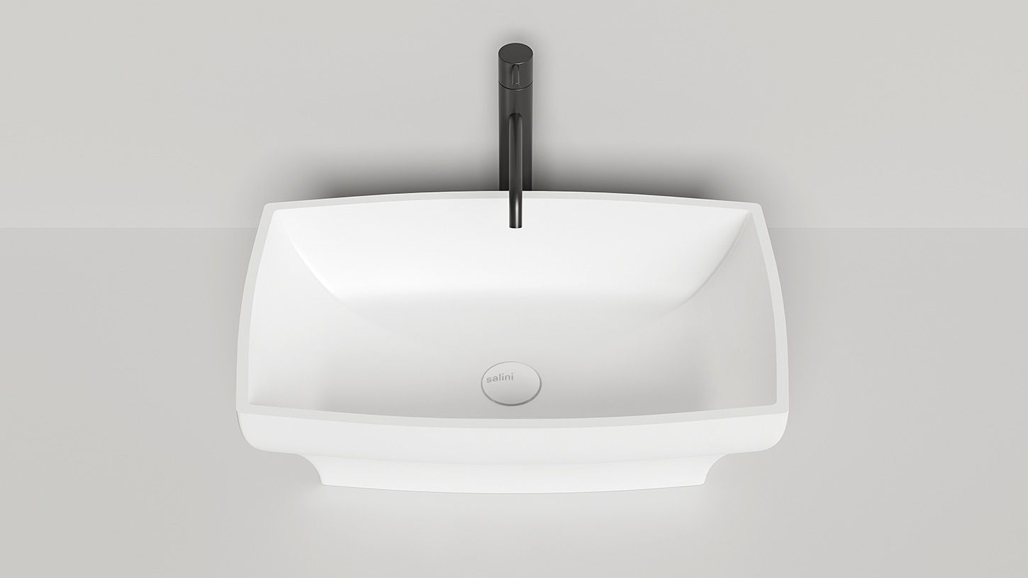 Раковина накладная прямоугольная SALINI GLORIA 04 1102204M 380х600х150мм, S-Stone, без донного клапана, цвет Белый матовый