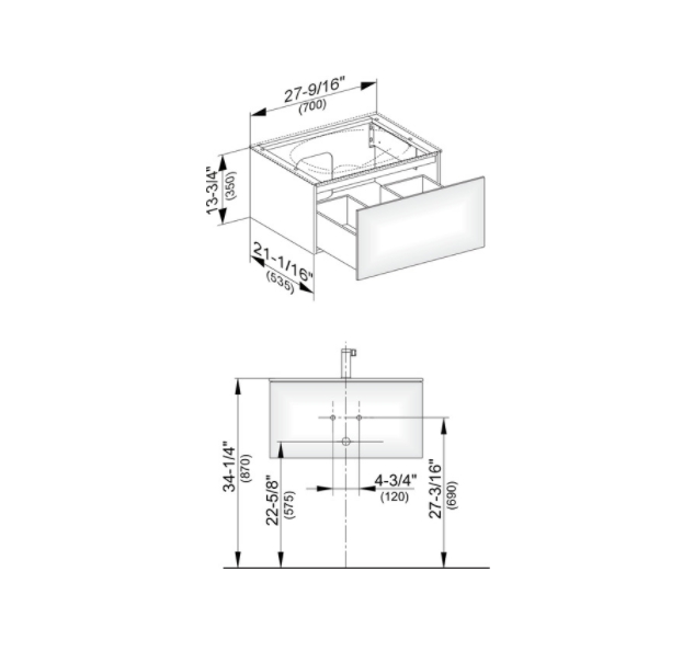 Тумба подвесная под раковину KEUCO EDITION 11 31341 210000 с одним выдвижным фронтом, корпус/фасад глянцевый лак, белая