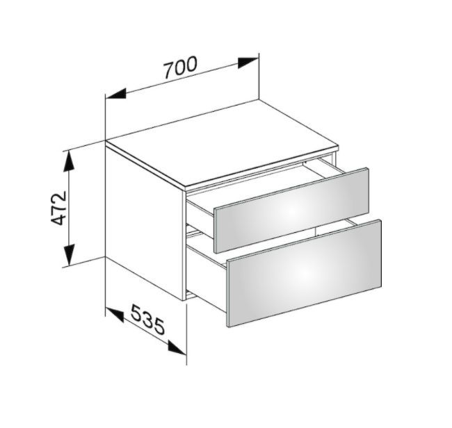 Тумба боковая подвесная KEUCO EDITION 400 31743 380000 с двумя выдвижными фронтальными ящиками, корпус/фасад структурный лак, белая
