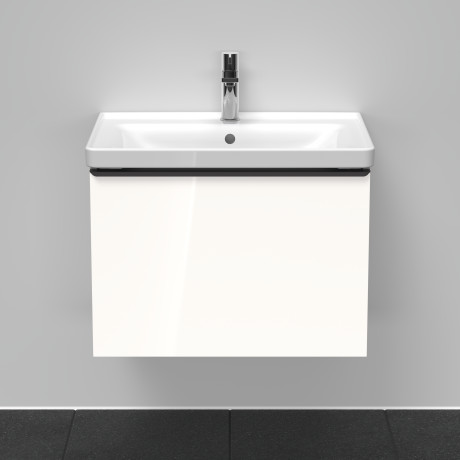 Тумба подвесная под раковину DURAVIT D-Neo DE425402222 634 мм х 452 мм, с одним выдвижным ящиком, белый глянцевый
