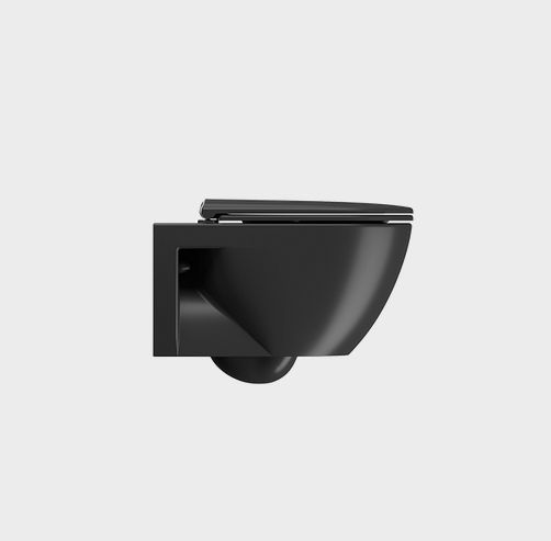 Унитаз подвесной GSI PURA ECO 880726 350 мм х 550 мм, Swirlflush, с открытым креплением, цвет Чёрный матовый Ardesia