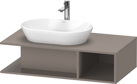Тумба подвесная под раковину слева DURAVIT D-Neo DE492904343 1000 мм х 550 мм, с открытой боковой полкой справа и консолью, базальт матовый