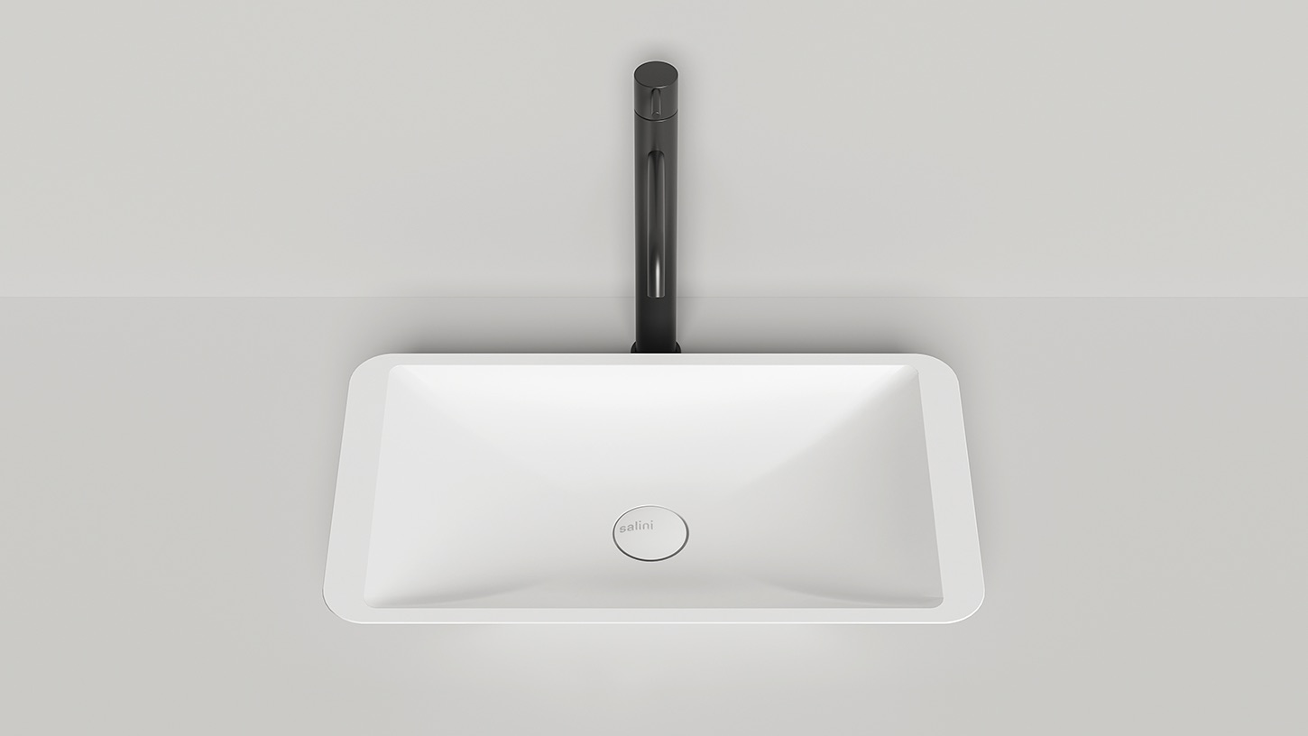 Раковина накладная прямоугольная SALINI CALLISTA 03 1101207SM 350х575х90мм, S-Stone, без донного клапана, цвет Белый матовый