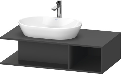 Тумба подвесная под раковину слева DURAVIT D-Neo DE492904949 1000 мм х 550 мм, с открытой боковой полкой справа и консолью, графит матовый
