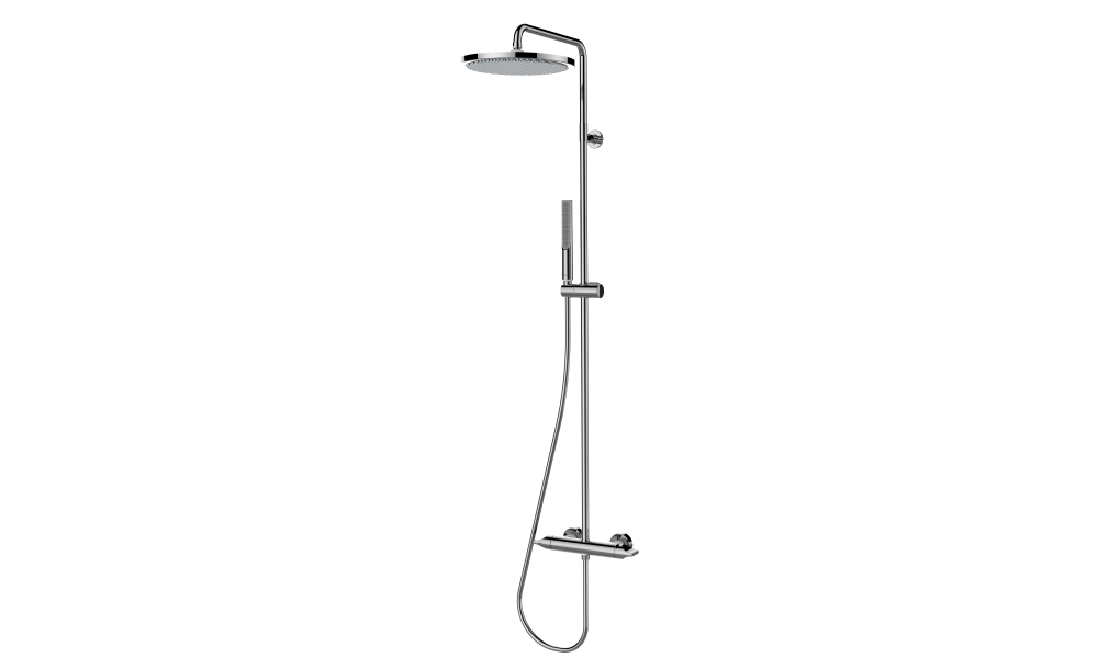 Душевая колонна BOSSINI Apice L10508.030 с однорычажным смесителем, верхним душем, ручным душем-палочкой, держателем и шлангом, хром