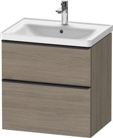 Тумба подвесная под раковину DURAVIT D-Neo DE435403535 634 мм х 452 мм, с выдвижным ящиком и выдвижным отделением, дуб терра