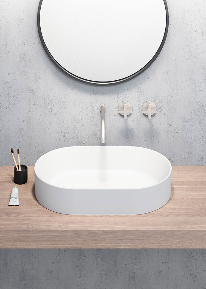 Раковина накладная овальная GSI KUBE X 945811 600 мм х 370 мм, без отверстия под смеситель, без перелива, белая глянцевая