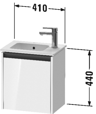 Тумба подвесная под раковину DURAVIT KETHO.2 K25060R07070000 292 мм х 410 мм х 440 мм, с 1 дверцей, петли справа, бетонно-серый матовый