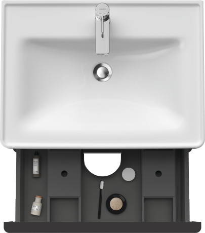 Тумба подвесная под раковину DURAVIT D-Neo DE435402222 634 мм х 452 мм, с выдвижным ящиком и выдвижным отделением, белый глянцевый