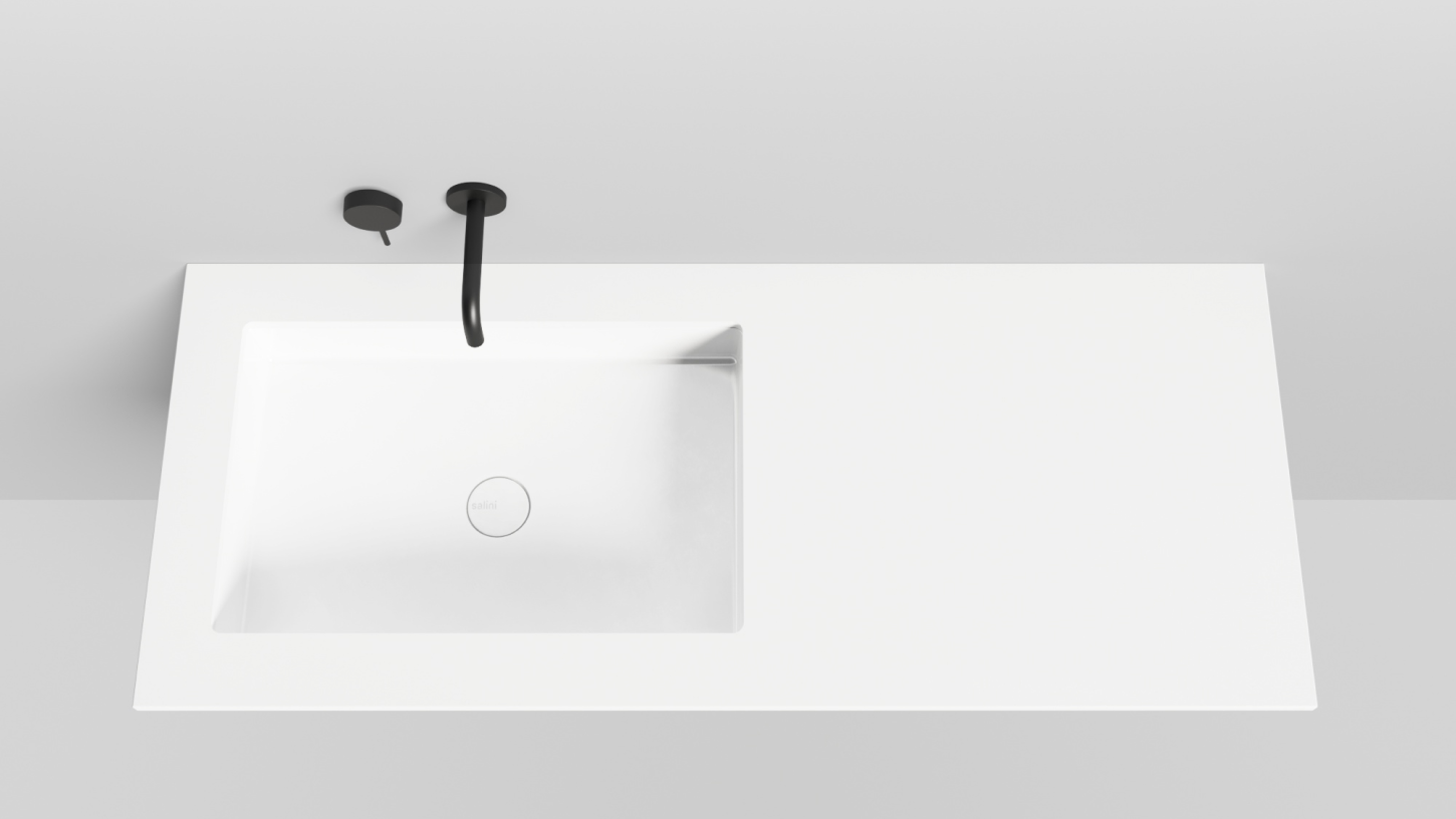Раковина встраиваемая под столешницу прямоугольная SALINI MAREA 14 1802214M 600х400х128мм, S-Stone, без донного клапана, цвет Белый матовый